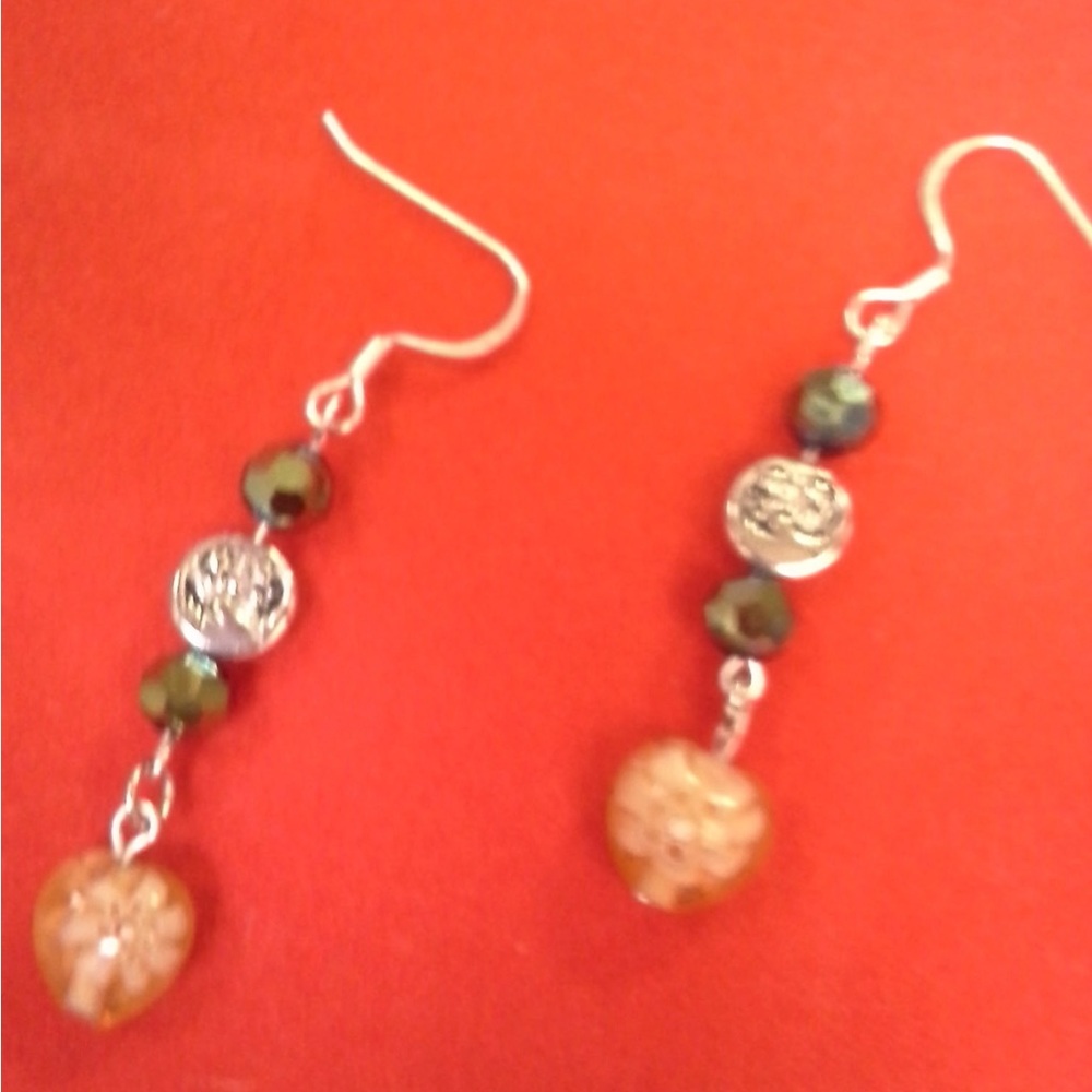 Elegant Silver and Gold Heart Drop Earrings